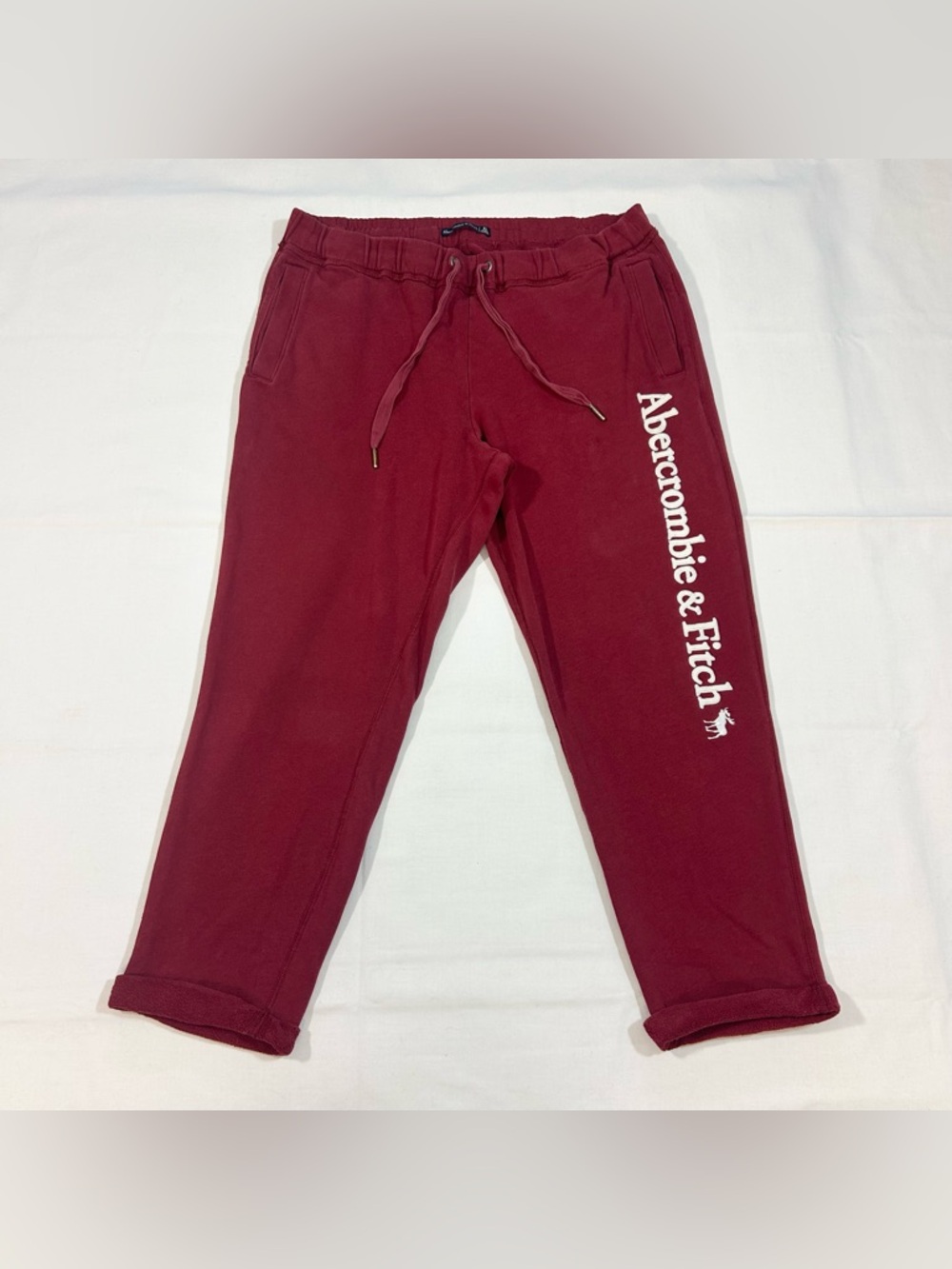 Abercrombie & Fitch A&F Sweatpants Womens XL Burgundy Embroidered Spell Out Y2K